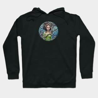 Tree Hugger Woman Is Tree Of Life Green Dress Cartoon Woman Hoodie